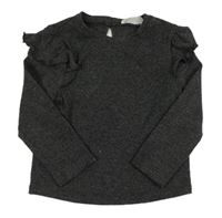 Tmavošedé úpletové triko s volánkem Primark