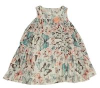 Bílé plisované šifonové šaty s motýly H&M