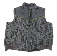 Tmavošedo-vzorovaná šusťáková zateplená vesta Mothercare