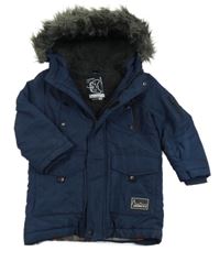 Tmavomodrá šusťáková zimní bunda s kapucí F&F