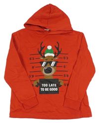 Červená mikina se sobem a kapucí H&M