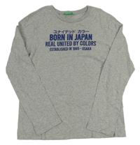 Šedé triko s nápisy Benetton