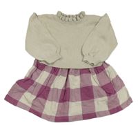 Béžovo-kostkované svetrovo/flanelové šaty GAP