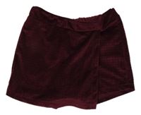 Vínové sametové sukňové kraťasy