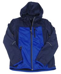 Tmavomodro-safírová softshellová bunda s nášivkou a kapucí ACTIVE TOUCH