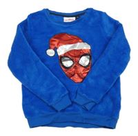Modrá plyšová mikina se Spider-manem s vánočním motivem MARVEL