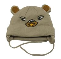 Hnědá čepice s medvědem a ušima