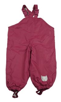 Malinové šusťákové podšité laclové kalhoty s kočkou Tchibo