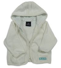 Bílá sametová propínací mikina s kapucí 