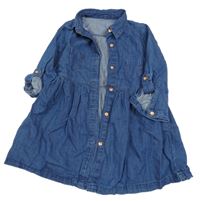 Tmavomodré riflové košilové lehké propínací šaty E-Vie