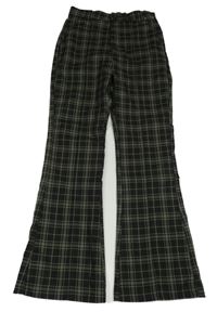 Khaki-černé kostkované flare kalhoty H&M