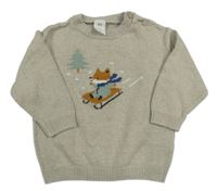 Béžový svetr s liškou H&M