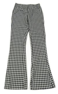 Černo-šedé vzorované flare kalhoty Y.F.K.