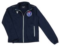 Tmavomodrá sportovní propínací mikina s potiskem 