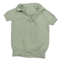 Zelenkavé pletené polo tričko Matalan