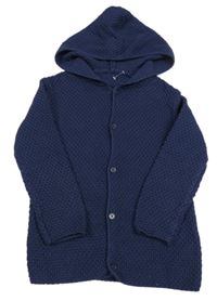 Tmavomodrý propínací svetr s kapucí George