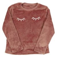 Starorůžová chlupatá pyžamová mikina s očima Shein