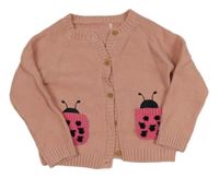 Růžový propínací svetr s beruškami George