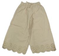 Béžové plátěné kalhoty s madeirou H&M