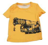 Pomerančové tričko s jeřábem Shein