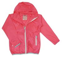 Růžová kostkovaná šusťáková nepromokavá bunda s kapucí Playshoes