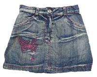 Modrá riflová sukně s motýly