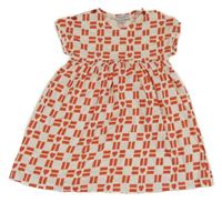 Bílo-červené vzorované šaty