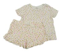 2set - Bílo-květované tričko + kraťasy F&F