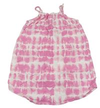 Růžovo-bílé batikované krepové šaty H&M