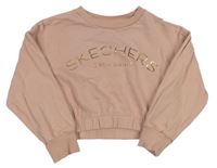 Starorůžová crop mikina s nápisem Skechers 