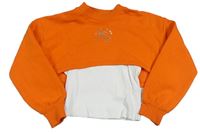 Oranžová crop mikina s nápisem a všitými topem River Island