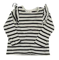 Černo-bílé pruhované triko s volánky H&M