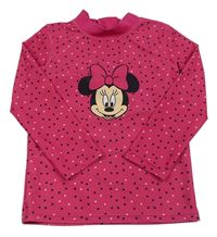 Tmavorůžové puntíkované UV triko s Minnie Disney 