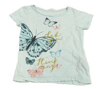Světlemodré tričko s motýly H&M