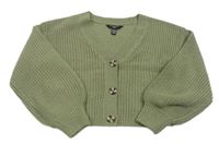 Khaki propínací crop svetr New Look
