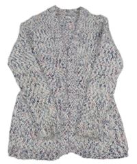 Bílo-růžovo-modrý svetrový cardigan Pepco