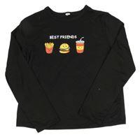 Černé triko s hamburgerem Shein