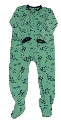 Zeleno-tmavomodrý fleecový overal s dinosaury zn. PRIMARK