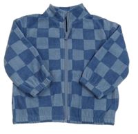 Modrá kostkovaná fleecová propínací mikina 