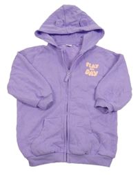 Lila propínací oversize mikina s nápisem a kapucí Next 