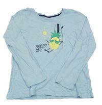 Světlemodré triko s ananasem Alive