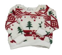 Bílá chlupatá mikina s vánočním motivem 