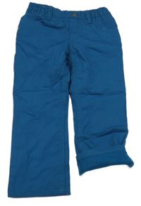 Petrolejové plátěné podšité kalhoty Lupilu