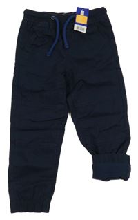 Nové - Tmavomodré podšité plátěné kalhoty Lupilu