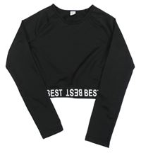 Černé crop triko s nápisem Shein