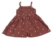 Růžové manšestrové propínací šaty s puntíky George 