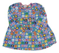 Modré bavlněné šaty s kytičkami Miniclub