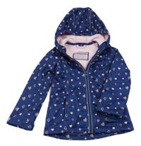 Tmavomodrá softshellová bunda se srdíčky a kapucí Pocopiano