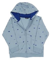 Světlemodrá propínací mikina se zvířátky a kapucí Next 