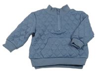 Modrá prošívaná zateplená mikina s klokankou Primark